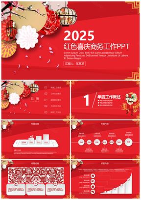 2025红色大气新年计划总结报告PPT模板