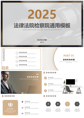 2025黄色严谨法律法院检察院工作汇报案例演讲PPT模板