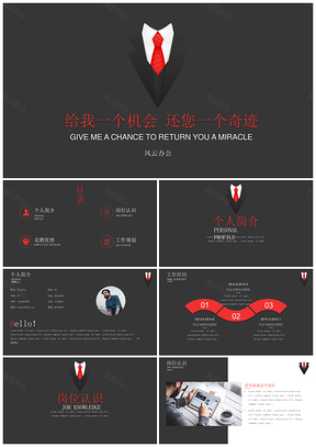 紅色公司企業(yè)精致求職競(jìng)聘述職報(bào)告PPT模板