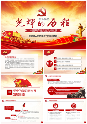 2025紅色黨風(fēng)光輝的歷程中國共產(chǎn)黨黨史黨支部黨員黨課PPT模板