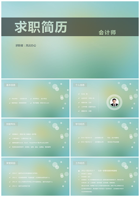绿色会计简历通用最流行PPT模板