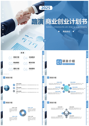 2025藍(lán)色創(chuàng)意書(shū)簽式商業(yè)創(chuàng)業(yè)計(jì)劃書(shū)PPT模板