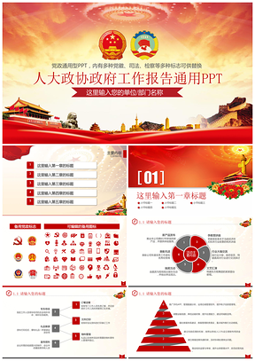 紅色兩會匯報學(xué)習(xí)政府工作報告人大政協(xié)常委會黨政PPT模板