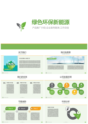绿色环保新能源高科技公司介绍产品推广企业宣传路演动态PPT模板