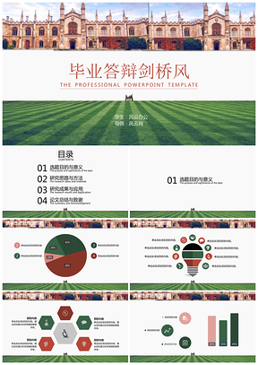 綠色畢業(yè)答辯開題報告劍橋風(fēng)PPT模板