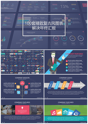 100套复古实用唯美大气商务PPT模板图表合集