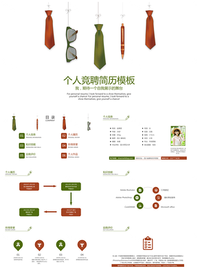 绿色简约个性求职简历PPT模板