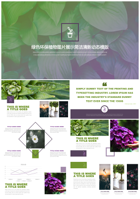 绿色环保植物清新风格图片展示动态PPT模版