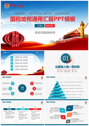 2025红色中国税务地税局国税局减税营改增税收政策PPT模板