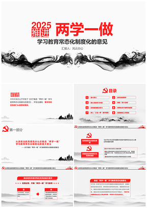 2025红色两学一做学习教育常态化制度化的意见PPT模板
