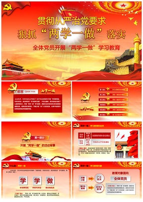 红色大气稳重两学一做专题学习PPT模板