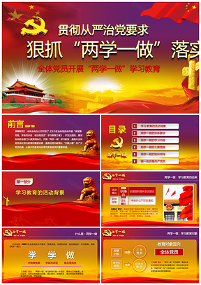 红色从严治党两学一做专题学习PPT模板