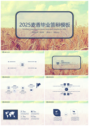 2025彩色麦香毕业答辩PPT模板