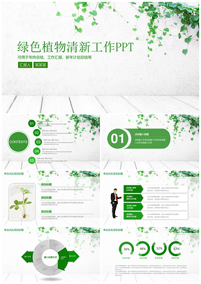演讲绿色小清新简约工作计划PPT模板
