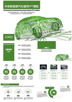 绿色交通汽车行业通用PPT模板