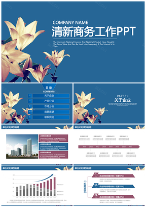 蓝色简约商务工作通用动态PPT模板