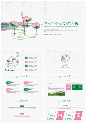 灰色荷花毕业论文PPT模板