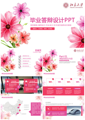 粉色水墨水彩清新畢業(yè)答辯設(shè)計論文答辯動態(tài)PPT模板