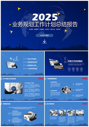 2025蓝色简约互联网业务规划计划总结报告PPT模板