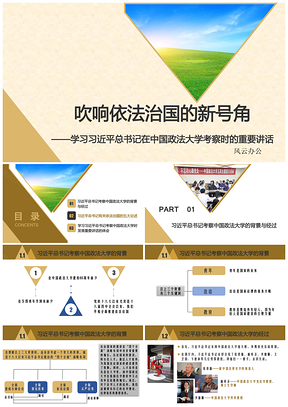 黃色吹響依法治國(guó)的新號(hào)角——學(xué)習(xí)總書記總書記在中國(guó)政法大學(xué)考察時(shí)的重要講話PPT模板