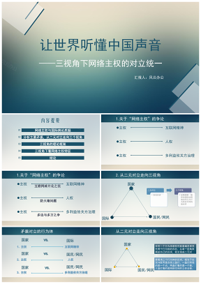 藍(lán)色讓世界聽懂中國聲音三視角下網(wǎng)絡(luò)主權(quán)的對立統(tǒng)一PPT模板