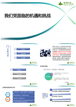 绿色我们党面临的机遇和挑战PPT模板