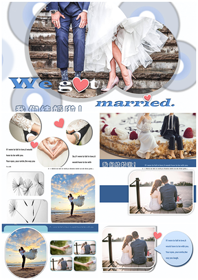 蓝色婚礼照片展示典雅时尚动态PPT模板