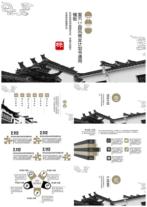 黑白中國風商業計劃書融資路演商用PPT模板