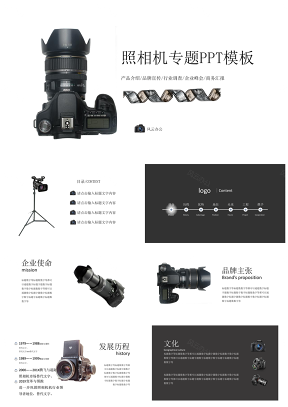 照相机产品介绍品牌宣传市场调研行业峰会商务汇报PPT模板