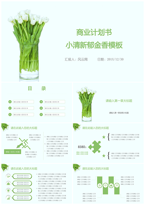 绿色商业计划书小清新郁金香PPT模板