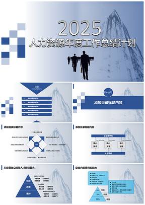 2025蓝色简约人力资源年度培训计划预算方案设计PPT模板