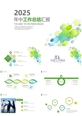 2025绿色商务工作汇报模板通用PPT模板