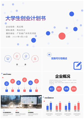 2025藍(lán)色簡約大學(xué)生創(chuàng)業(yè)計(jì)劃書PPT模板