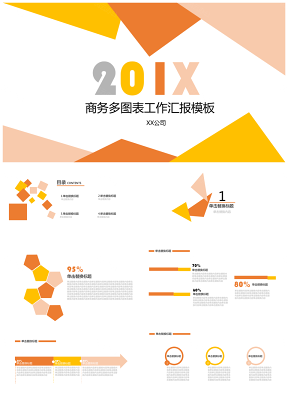 商務多圖表工作匯報PPT模板