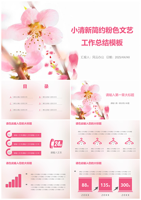 2025小清新簡(jiǎn)約粉色文藝工作總結(jié)PPT模板