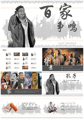 白色中国传统文化高中历史百家争鸣和儒家思想的形成PPT模板
