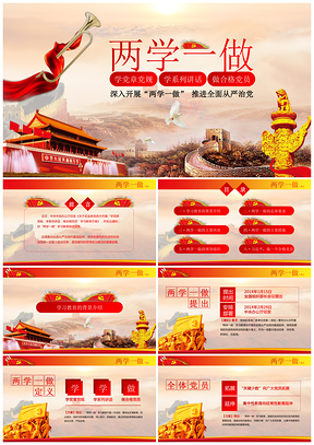 紅黃色調(diào)兩學一做學黨章黨規(guī)做合格黨員PPT模板