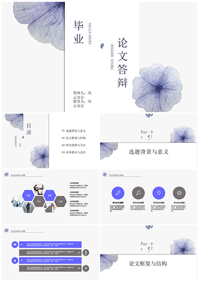 藍(lán)色I(xiàn)RIS白書暗藍(lán)花畢業(yè)論文答辯PPT模板