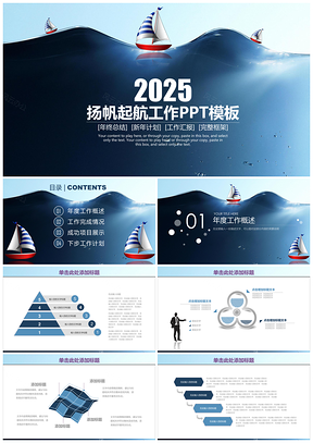 简约商务扬帆起航年终工作总结计划动态PPT模板