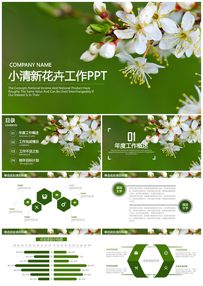 綠色小清新簡約花卉工作總結(jié)計劃通用動態(tài)PPT模板