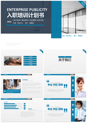 2025轉(zhuǎn)正藍(lán)色企業(yè)新員工入職培訓(xùn)計劃書PPT模板