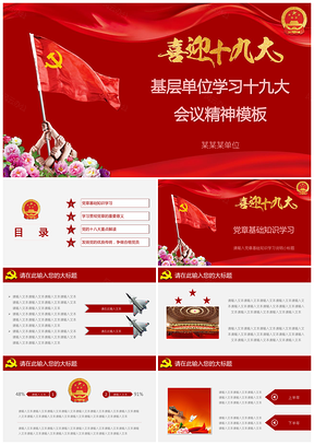 紅色基層單位學(xué)習(xí)十九大會(huì)議精神PPT模板