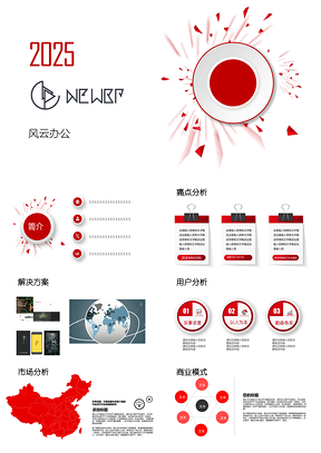 2025红色微立体精品商业计划书PPT模板