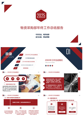 2025年终物质采购工作总结报告PPT模板