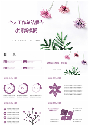 紫色個(gè)人工作總結(jié)報(bào)告小清新PPT模板