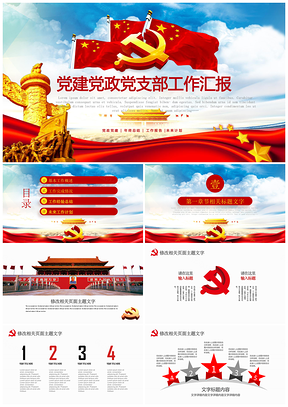 红色党政党建党员学习支部政府报告PPT模板