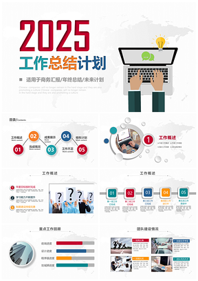 2025彩色大气简约年终工作总结汇报动态PPT模板