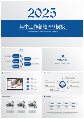 2025藍色動態(tài)商務(wù)工作總結(jié)匯報計劃年終總結(jié)PPT模板