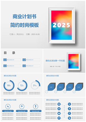 蓝白简约极简风商业计划书通用模板
