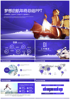 藍(lán)色簡(jiǎn)約歐美商務(wù)風(fēng)夢(mèng)想起航年終總結(jié)計(jì)劃動(dòng)態(tài)PPT模板
